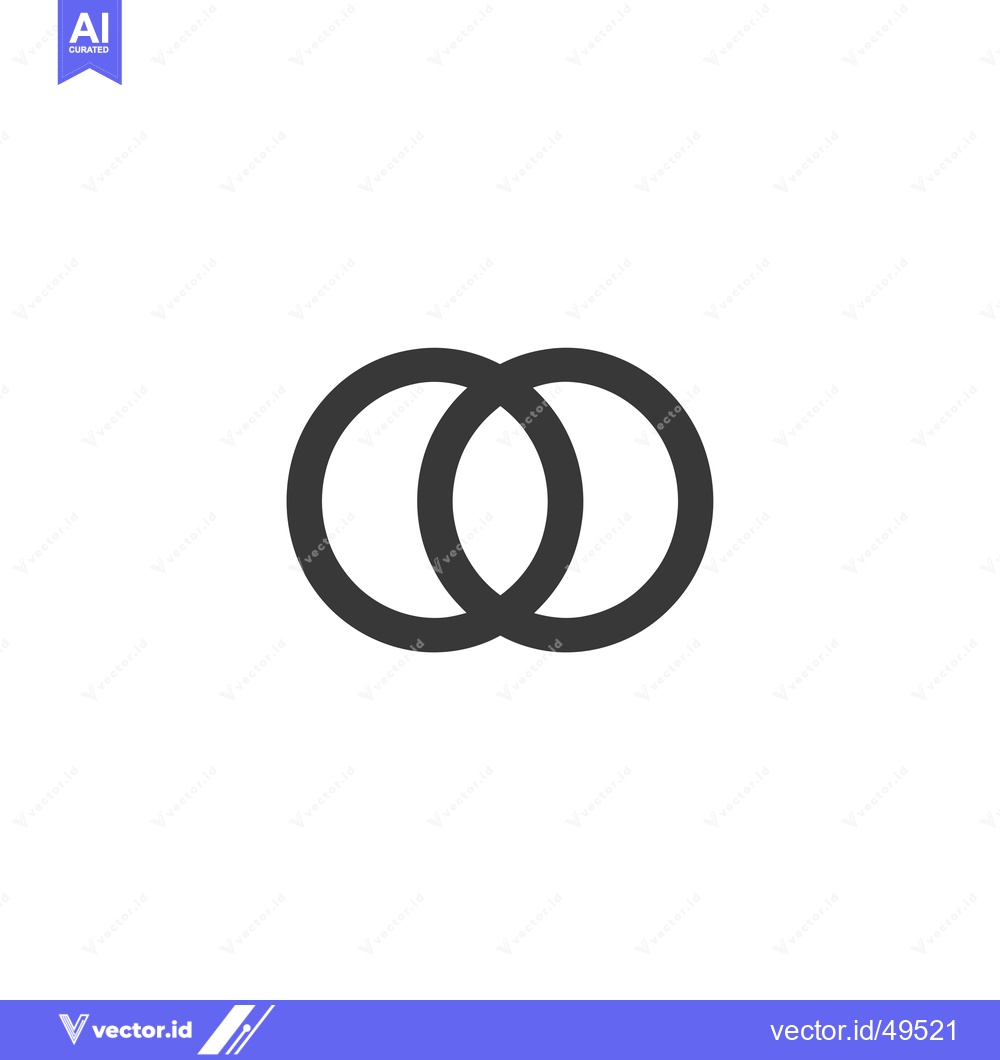 Premium Vector of Interlocking Circles Symbol in Grey on White Background