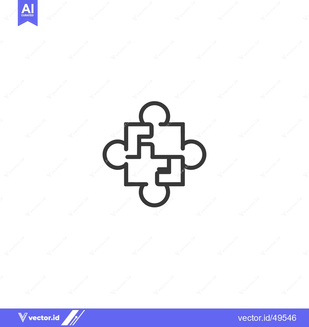 Premium Vector dari Interlocking Puzzle Pieces Forming a Square with Circles at the Corner
