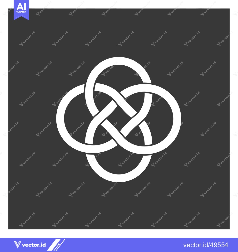 Premium Vector dari Interlocking White Knot Design on Black Background