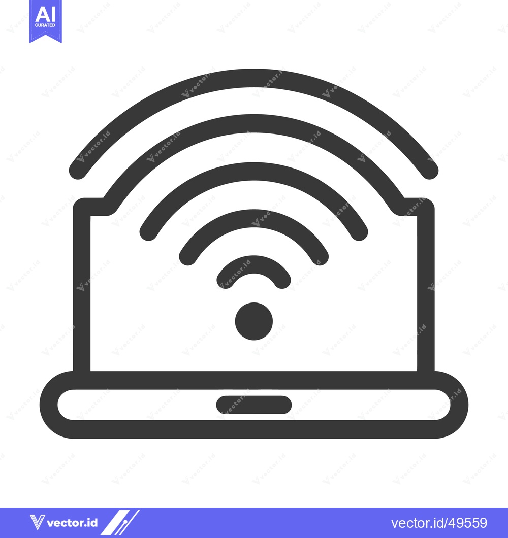 Premium Vector dari Simple illustration of a laptop broadcasting a wireless signal