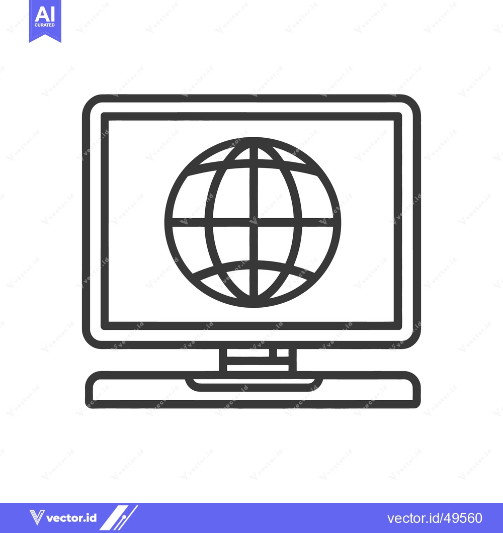 Premium Vector of A graphic depiction of a computer screen displaying a globe