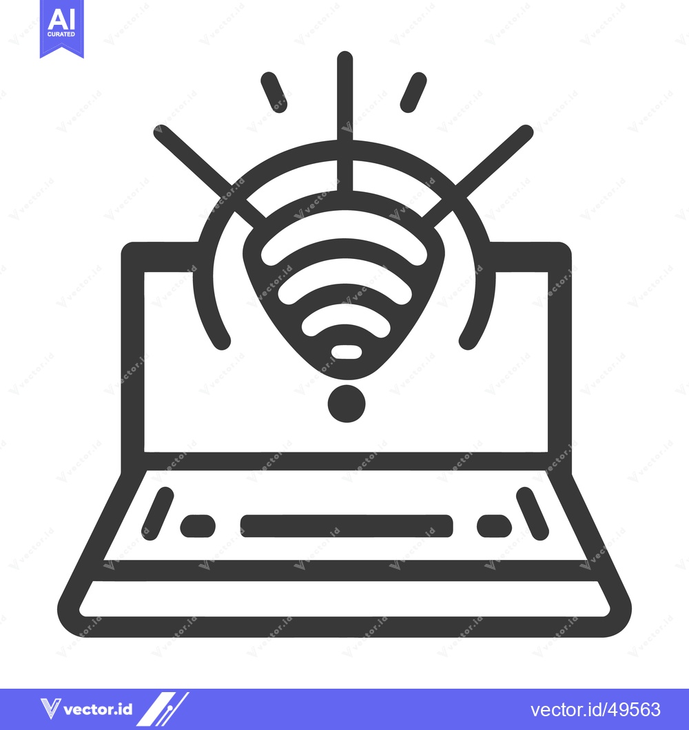 Premium Vector dari A laptop computer displaying a wireless internet signal icon