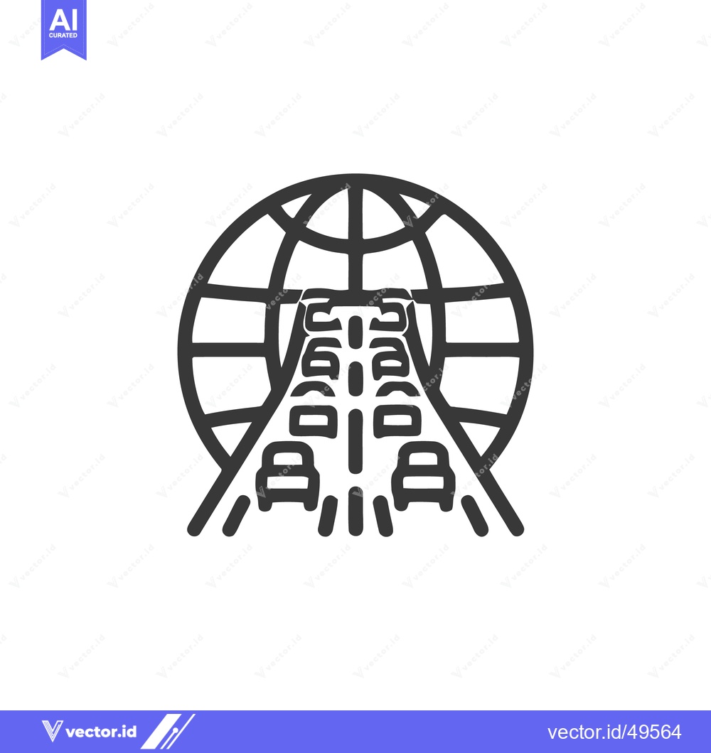 Premium Vector of Global Highway: Cars on Road Encircling the Earth, Transportation Icon