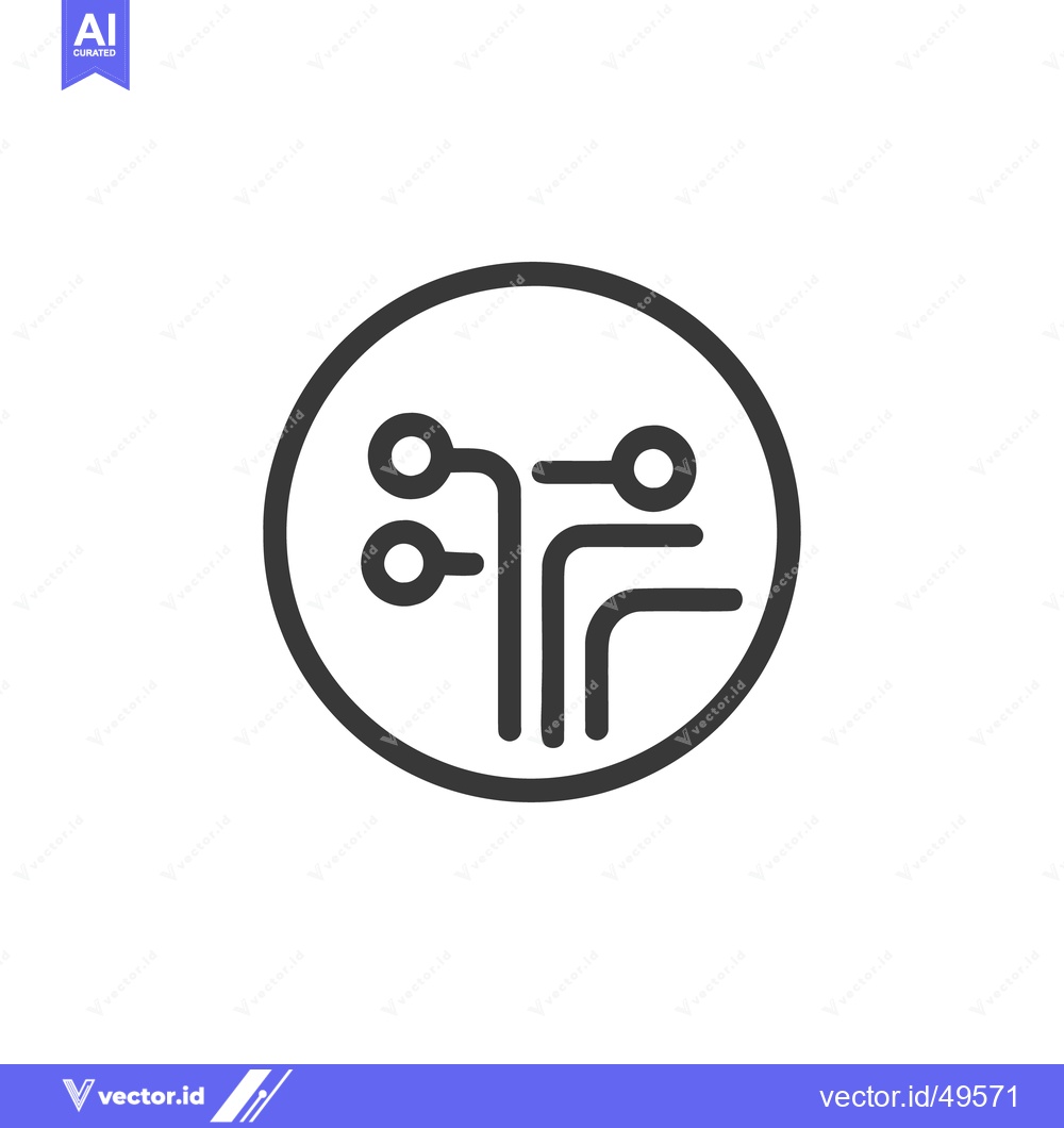 Premium Vector dari Minimalist Circuit Board Icon in Circle, Dark Gray on White Background