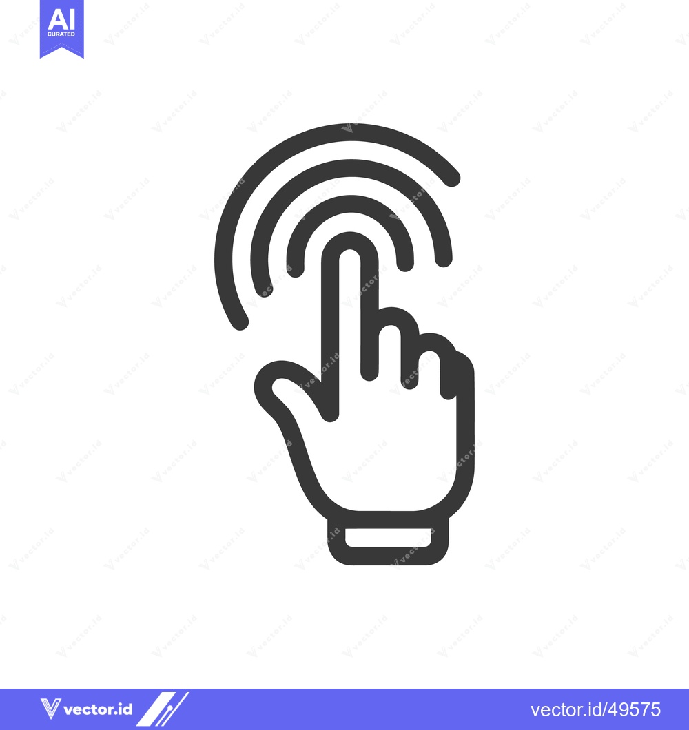 Premium Vector of Finger Tap Icon: Hand Gesture with Ripple Effect, Isolated on White