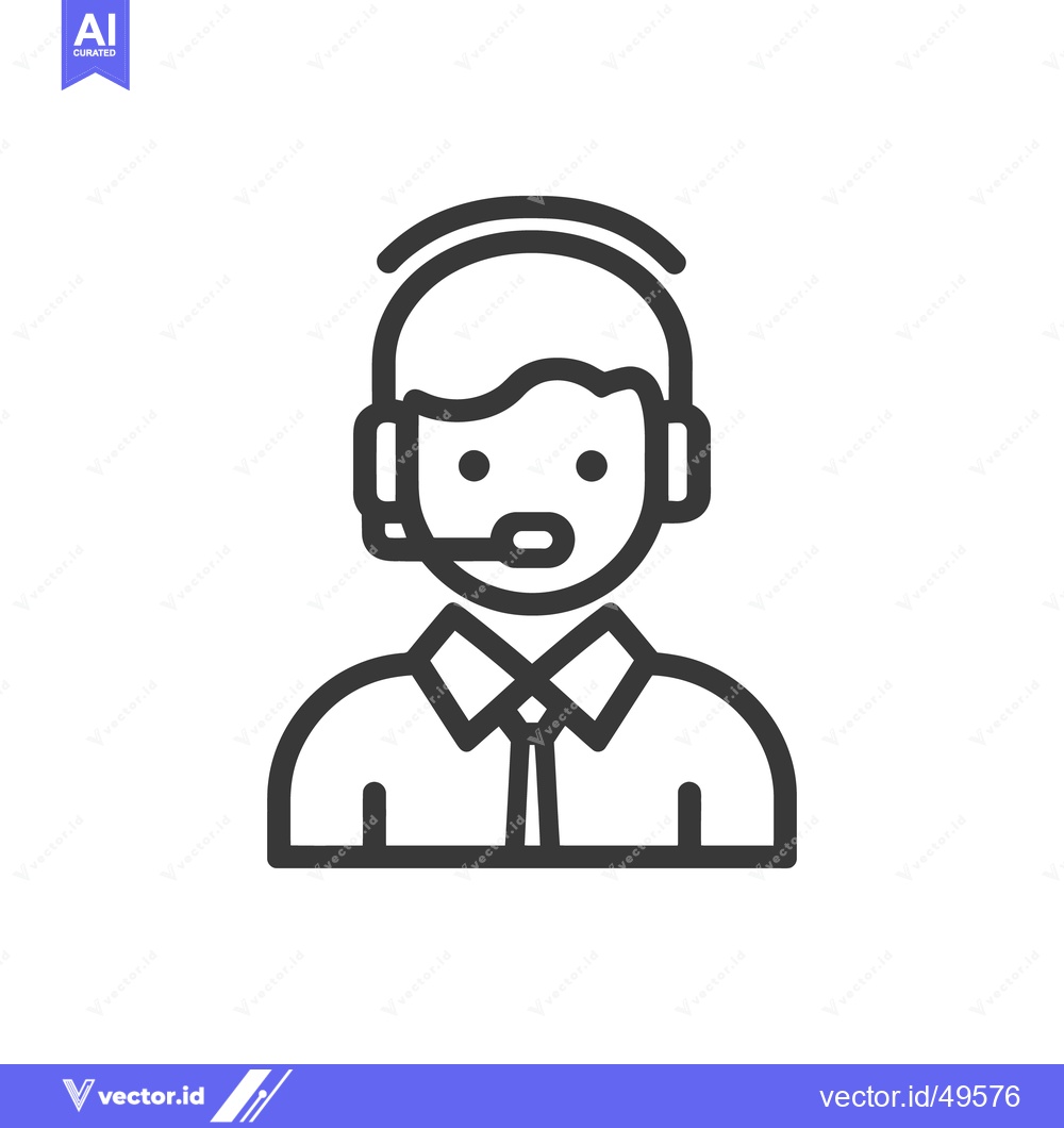 Premium Vector dari Minimalist Icon of Customer Service Representative with Headset and Ti