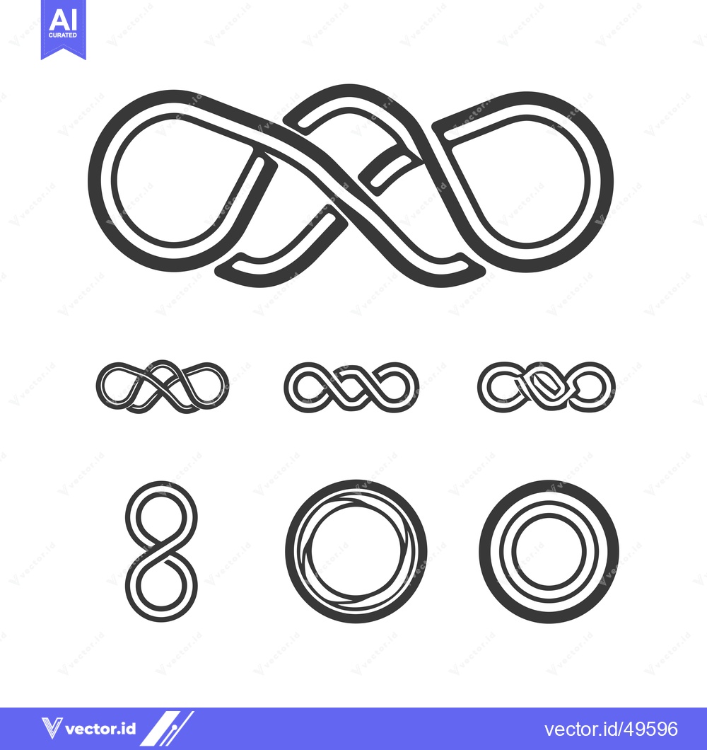 Premium Vector of Intertwined Infinity Symbol Variations in Black and White