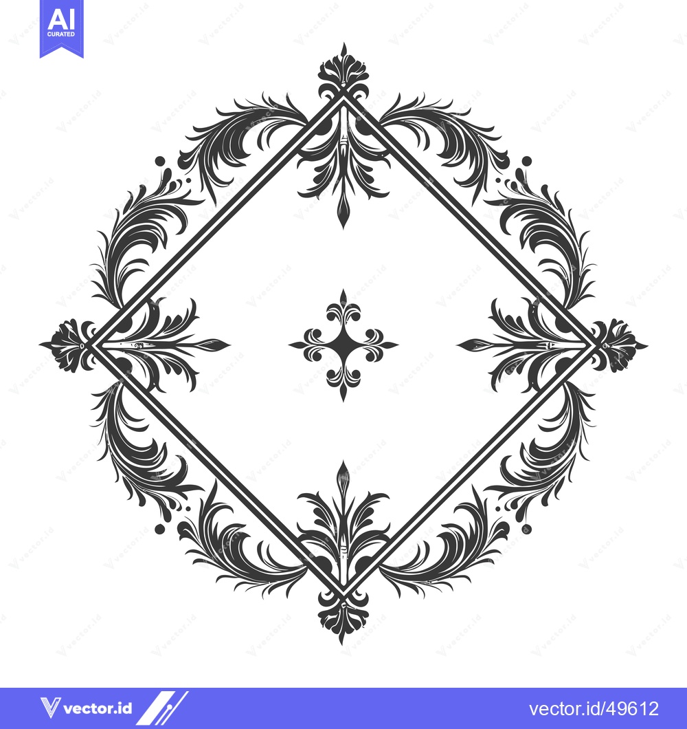 Premium Vector dari Intricate Black and White Floral Design with Diamond Frame