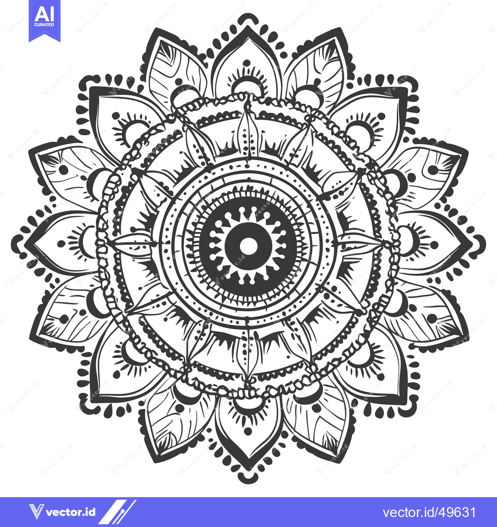 Premium Vector of Intricate Black and White Mandala Design with Central Circular Pattern