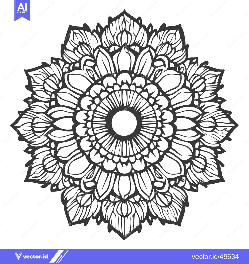 Premium Vector dari Intricate Black and White Mandala with Circular Pattern