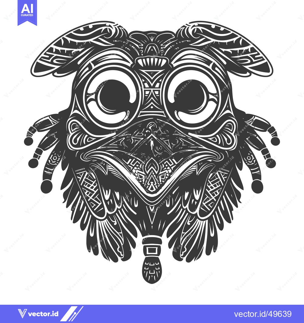 Premium Vector of Intricate Black and White Tribal Owl Design