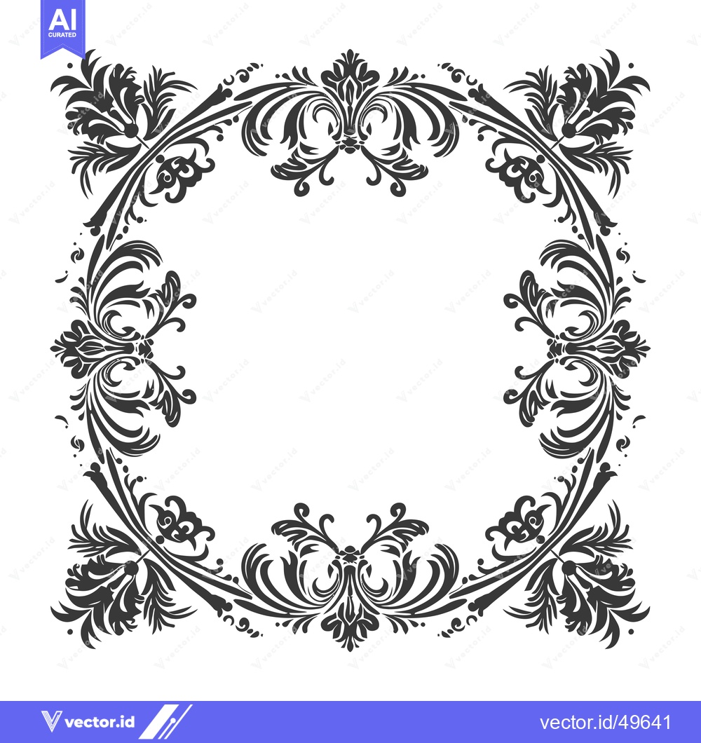 Premium Vector dari Intricate Black Floral Border Design