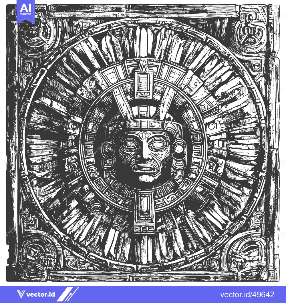 Premium Vector dari Intricate Carving of a Mayan Deity with a Fierce Expression