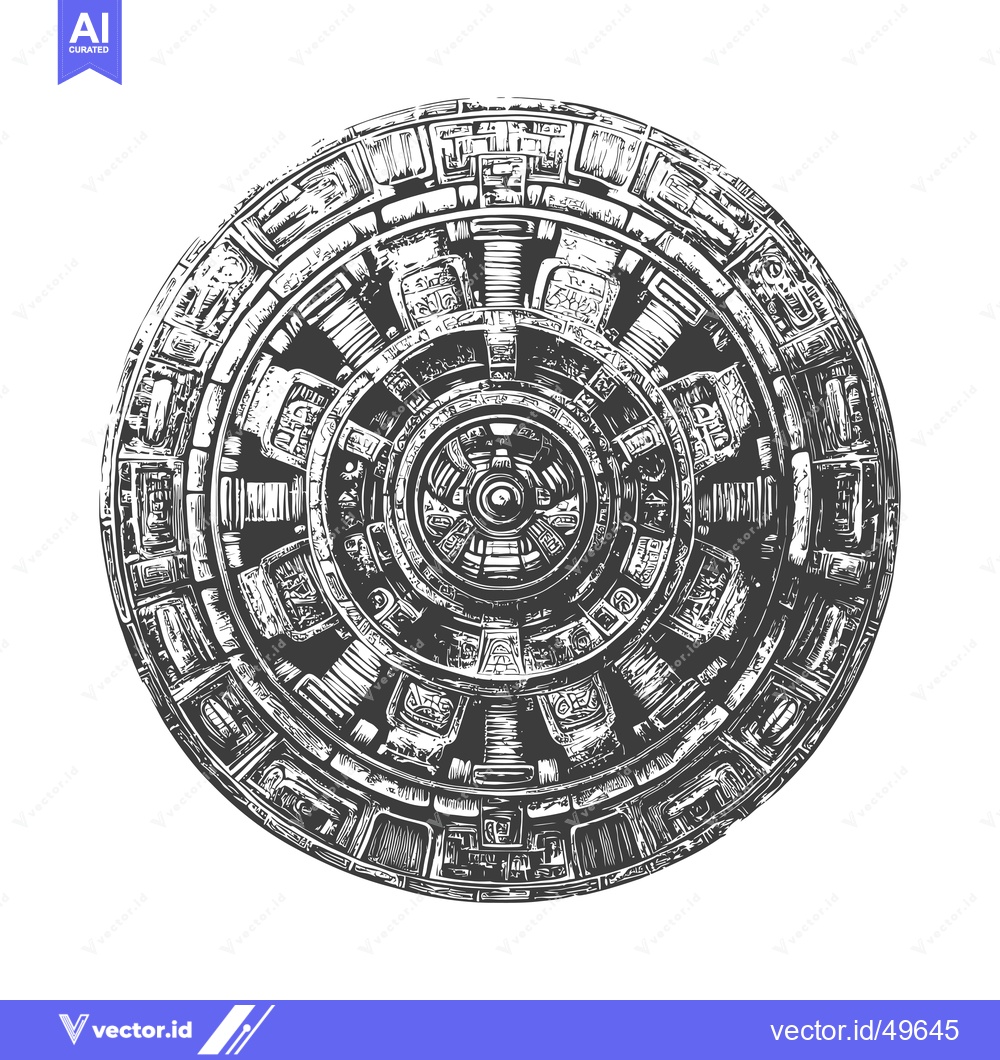 Premium Vector dari Intricate Circular Design with Geometric Patterns and Symbolic Motifs