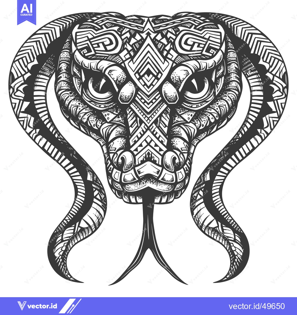 Premium Vector dari Intricate Geometric Snake Head with Detailed Pattern