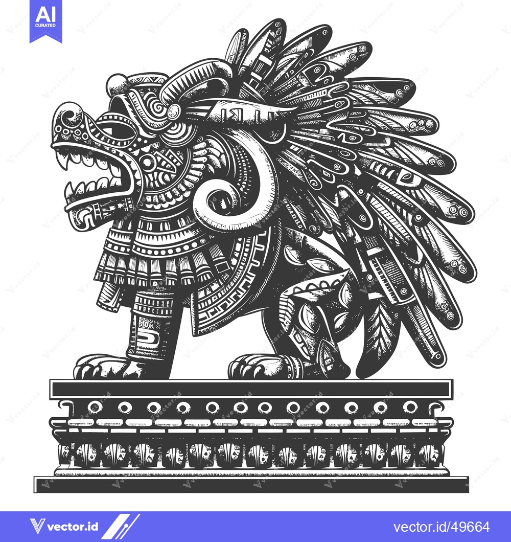 Premium Vector dari Intricately Detailed Aztec Jaguar Warrior Statue