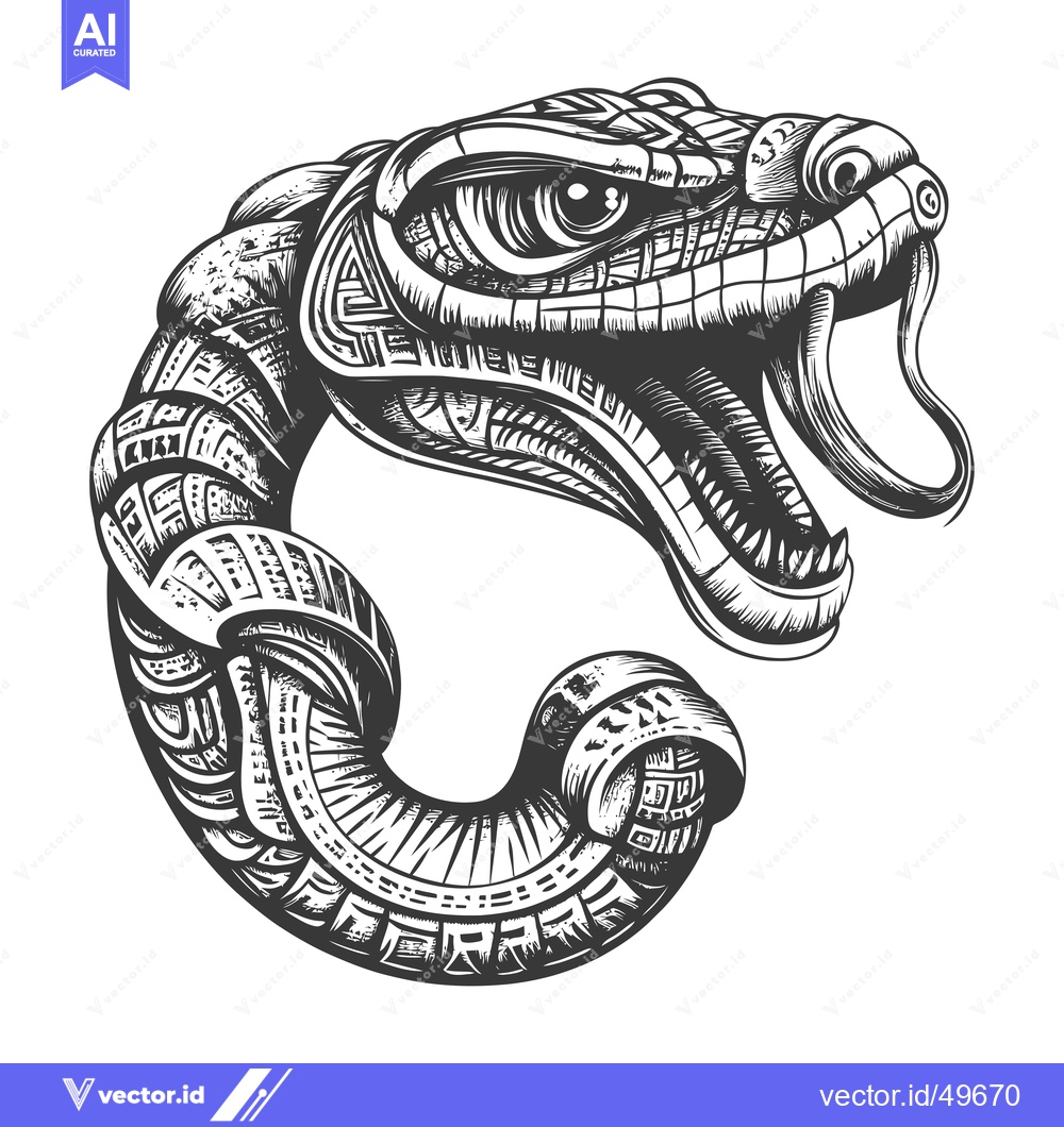 Premium Vector dari Intricately Detailed Black and White Snake Illustration
