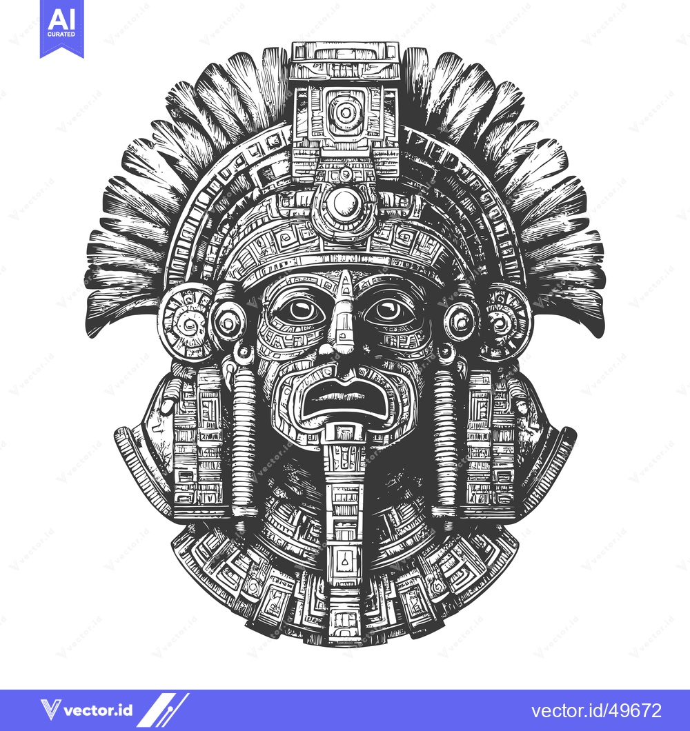 Premium Vector of Intricately Detailed Hand-Drawn Aztec Mask
