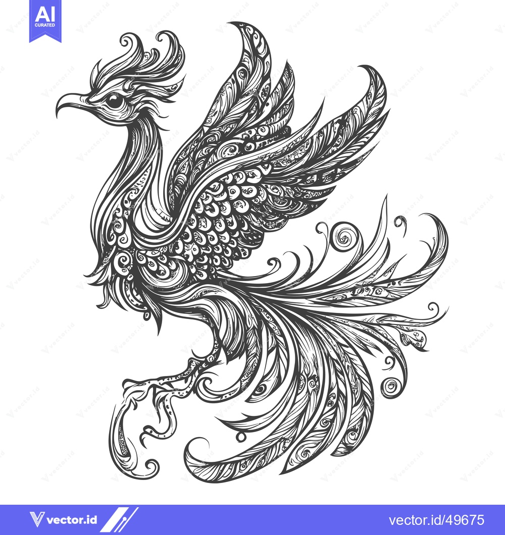 Premium Vector dari Intricately Detailed Ornamental Bird Illustration