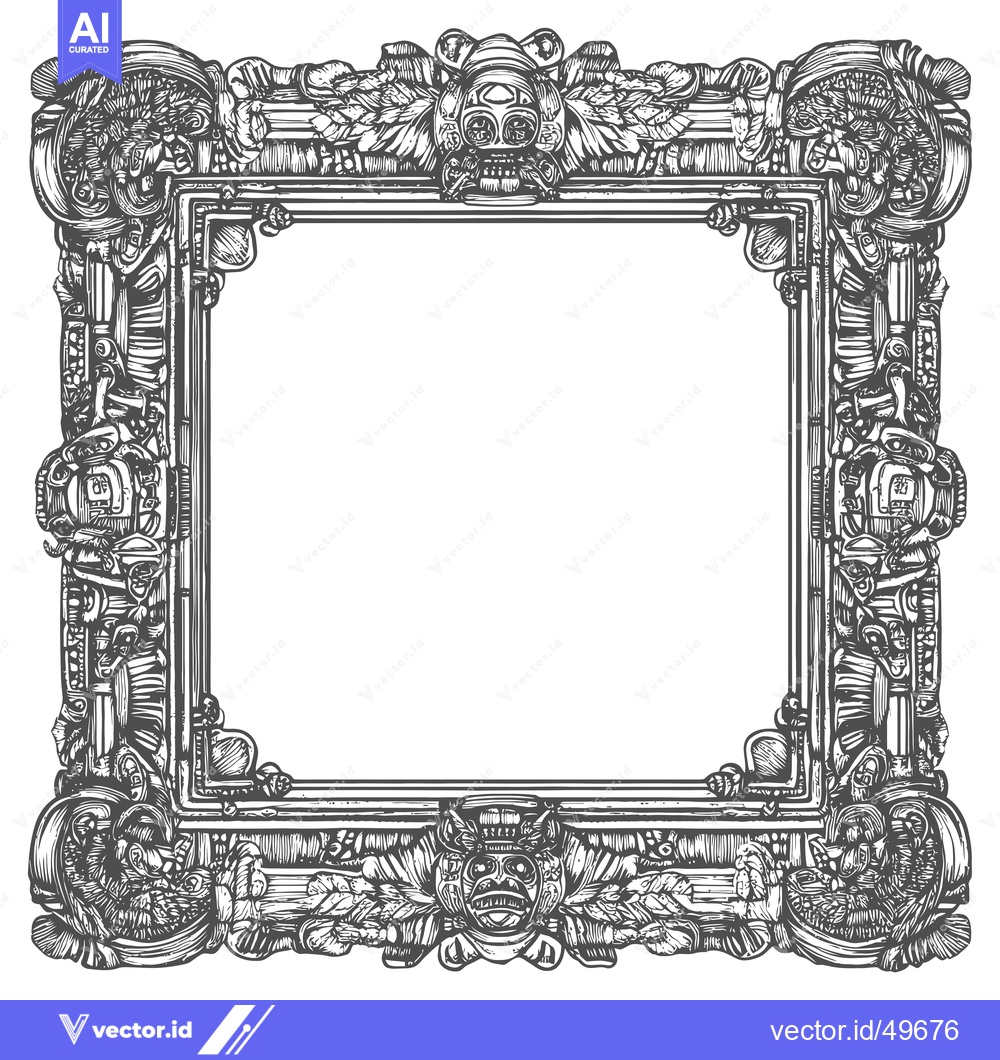 Premium Vector of Intricately Detailed Ornamental Frame with Central Creature