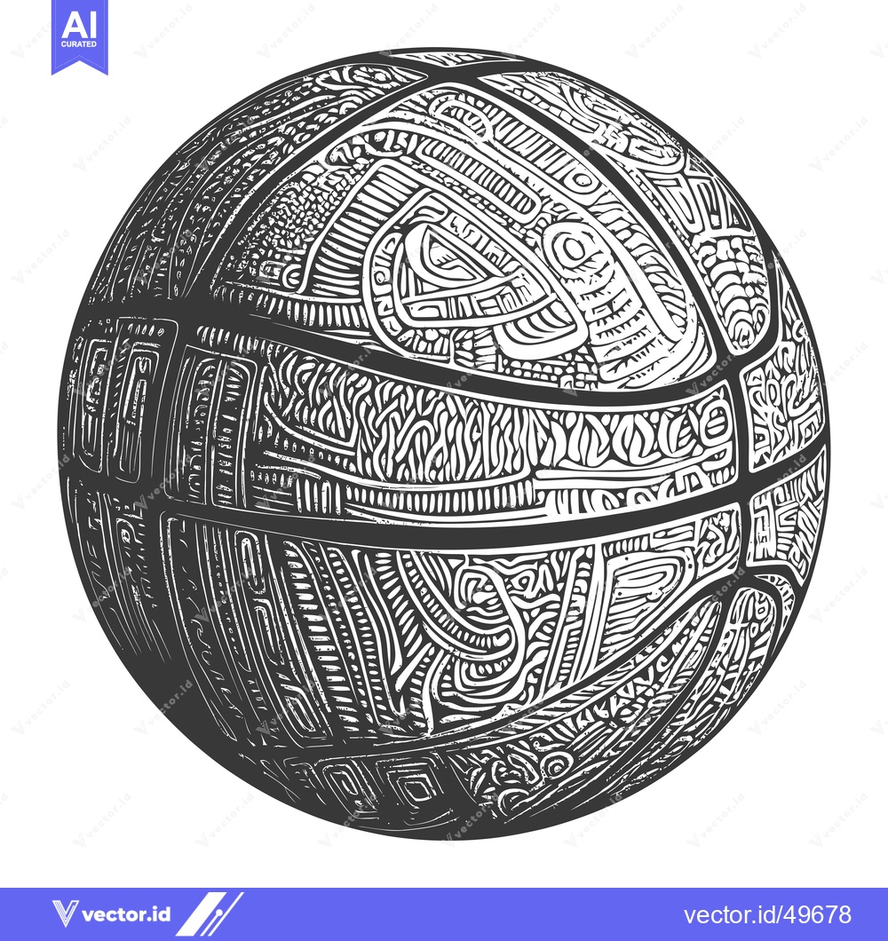 Premium Vector dari Intricately Patterned Black and White Basketball
