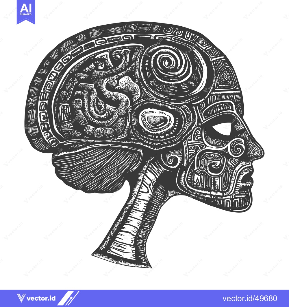 Premium Vector dari Intricate Patterned Human Head in Profile with an Open Mouth