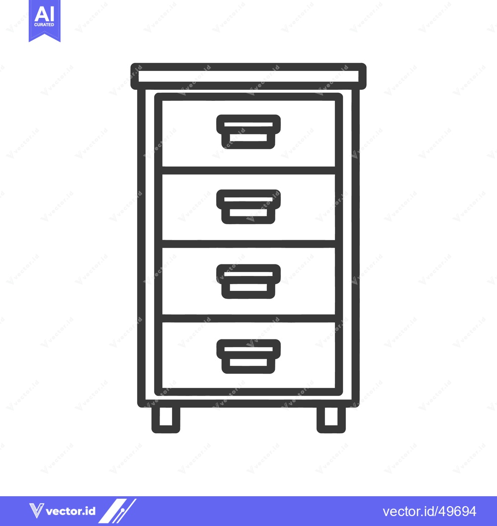 Premium Vector of Minimalist Four-Drawer Cabinet Icon with Clean Lines and Simple Design