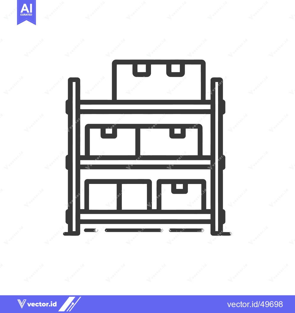 Premium Vector of Minimalist Outline of Shelving Unit with Boxes, Storage Concept