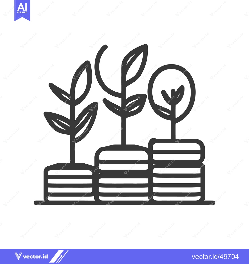 Premium Vector of Plants Growing on Stacks of Coins Symbolizing Financial Growth