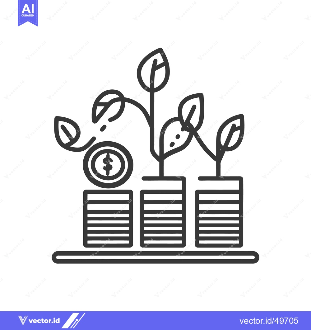Premium Vector dari Financial growth is represented with plants growing from coins stacks