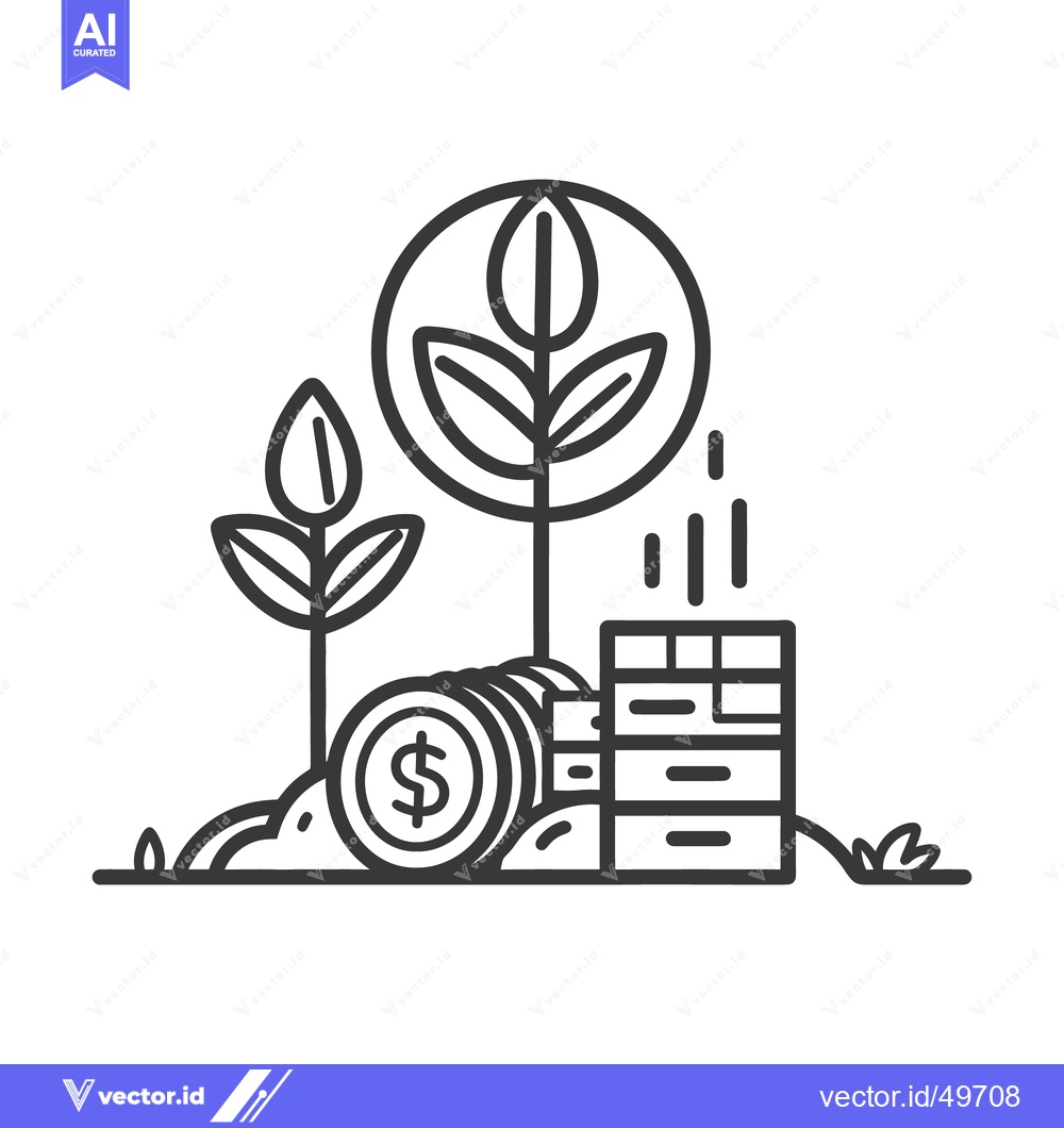 Premium Vector of Financial Growth Illustrated With Plants and a Stack of Coins