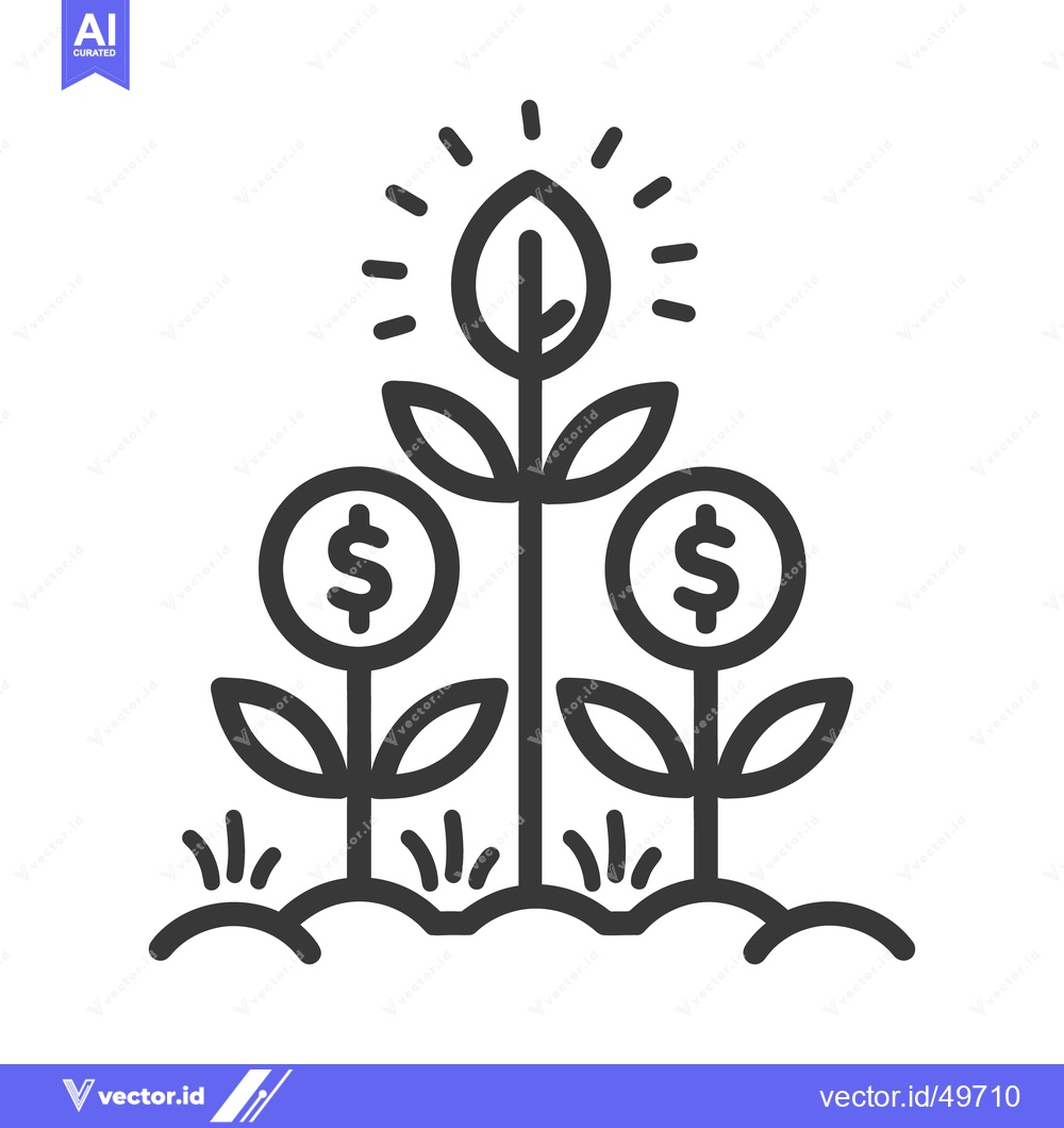 Premium Vector of Illustration depicts financial growth with plants and dollar symbols