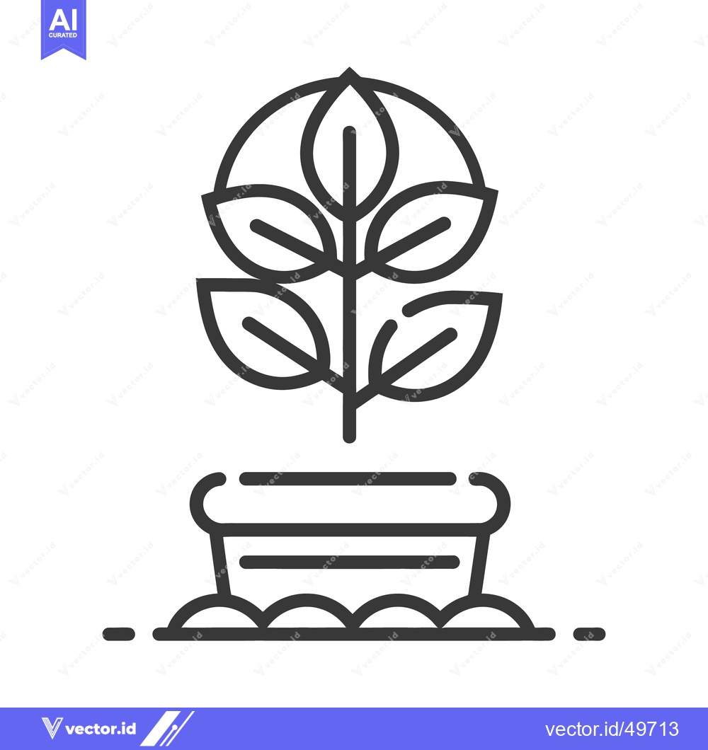 Premium Vector dari A single stylized drawing of a potted plant growing upwards