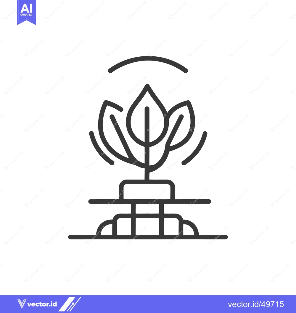 Premium Vector dari Stylized black line illustration of a plant in a futuristic device