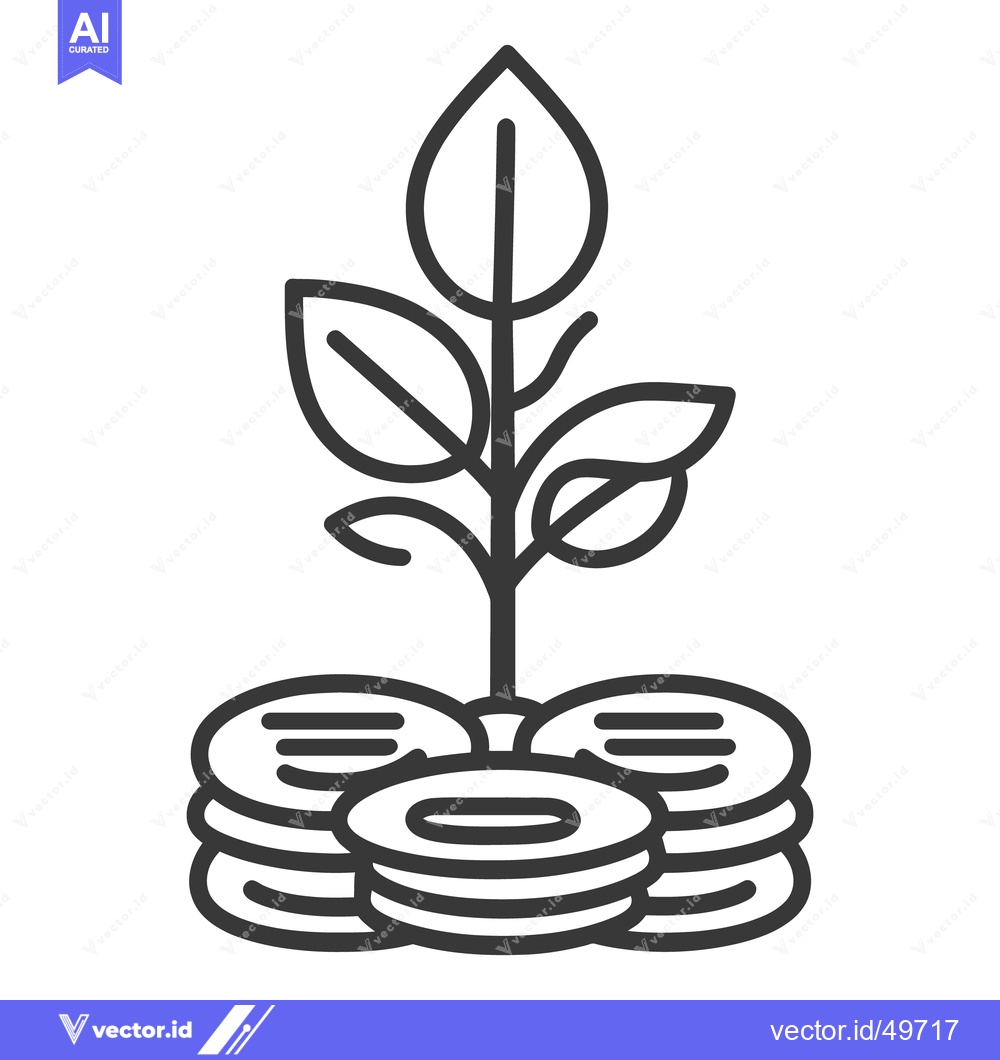 Premium Vector of Plant growing from a pile of coins representing financial growth