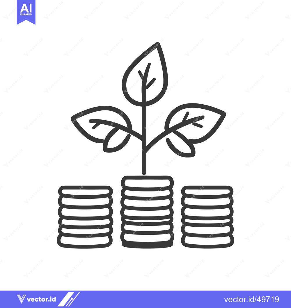 Premium Vector dari Growing plant sprouts from stacked coins as investment illustration