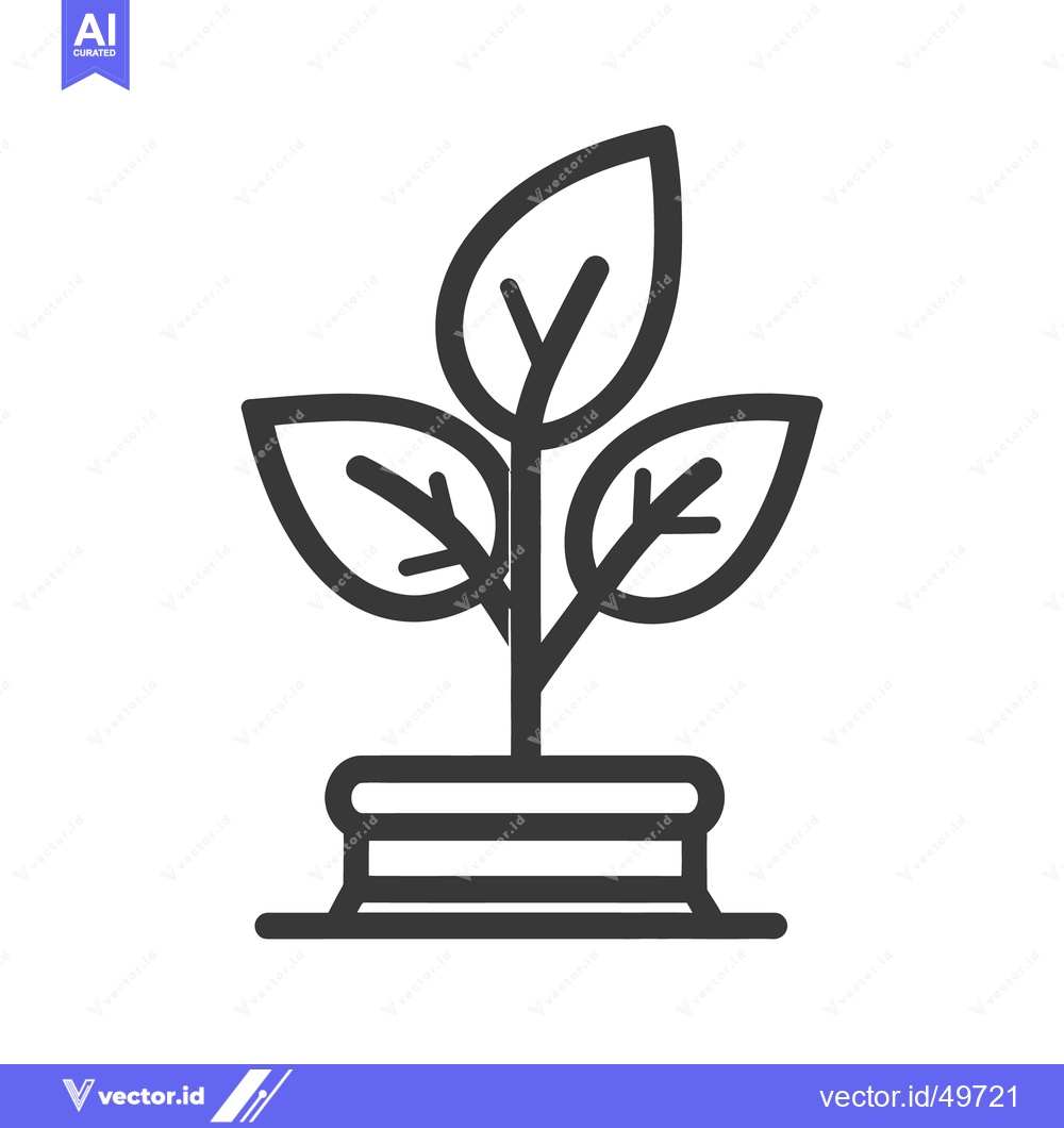 Premium Vector of Simple illustration depicts a small plant growing in a pot