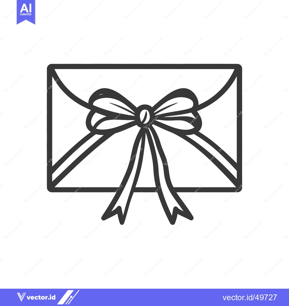 Premium Vector dari An illustrated image of a wrapped gift envelope with a bow