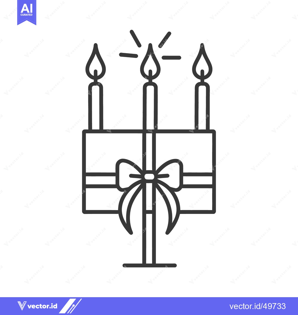 Premium Vector of Three lit candles and a bow decorate a candle holder