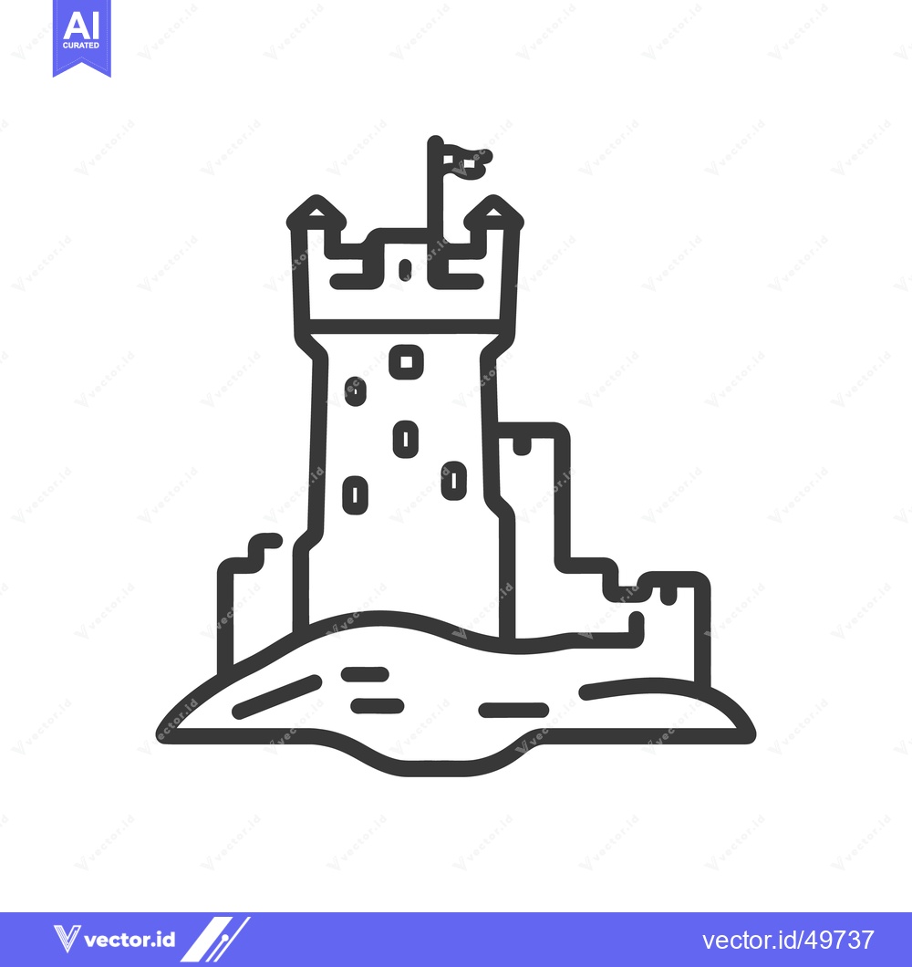 Premium Vector of A simple black and white line drawing of a castle structure