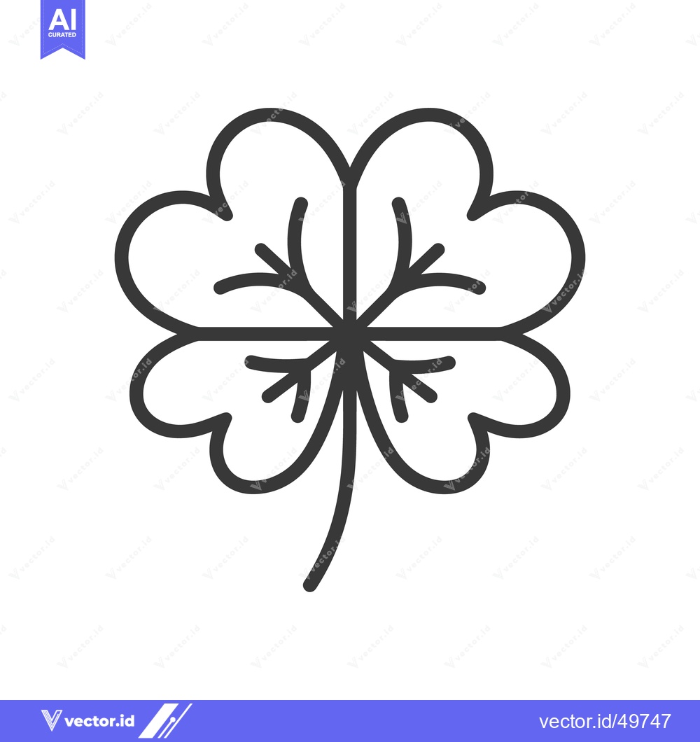 Premium Vector of The graphical illustration depicts a simple outline of a four leaf clo