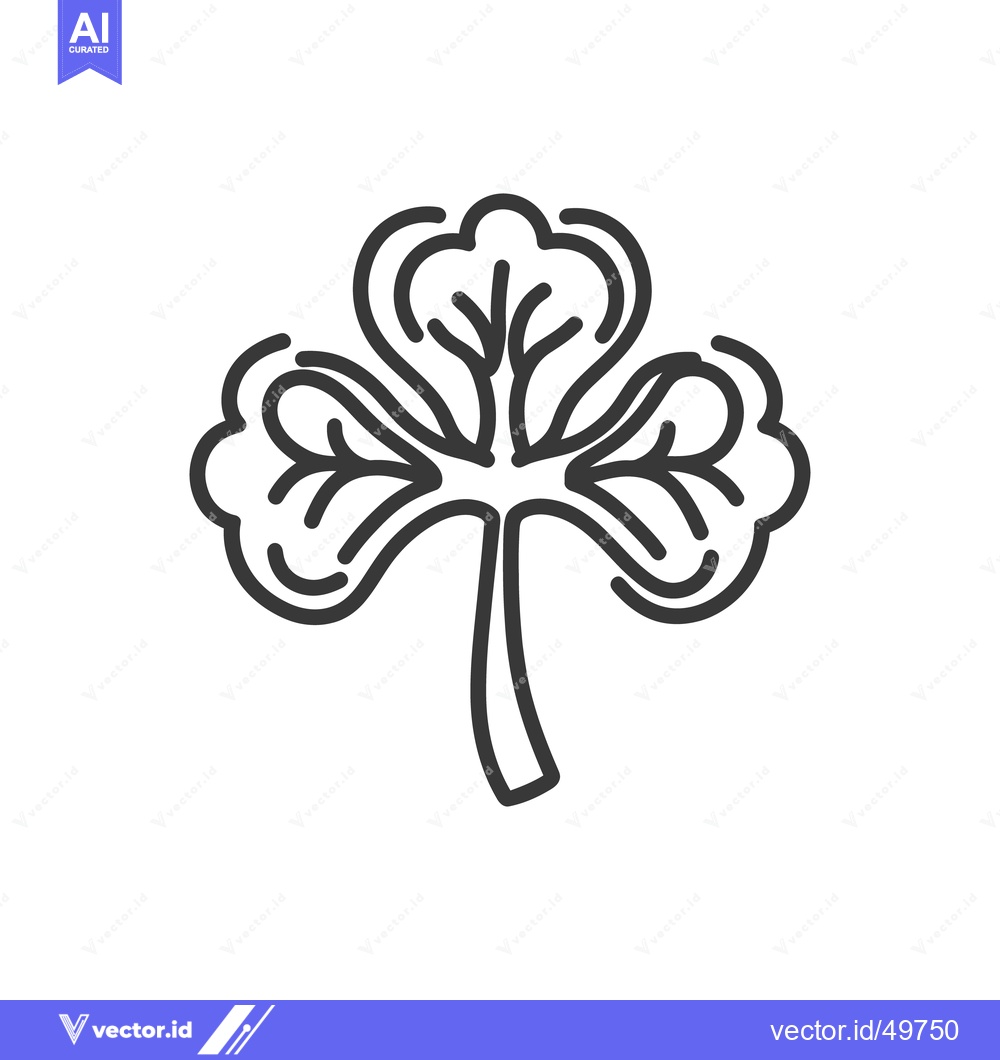 Premium Vector of A minimalist outline illustration depicting a three leaved plant