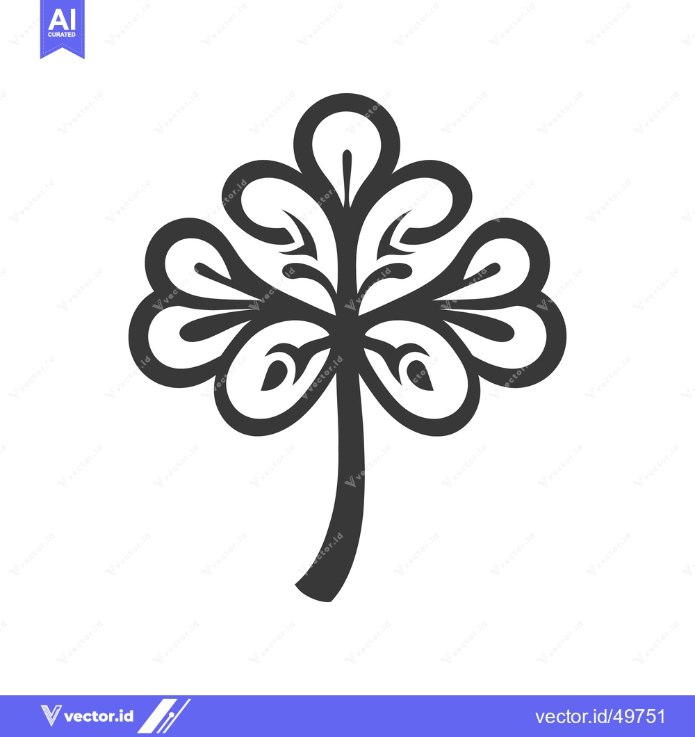 Premium Vector of A stylized illustration depicts a single abstract ornamental leaf desi