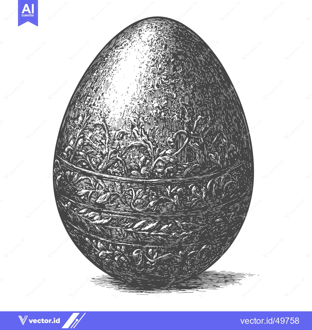 Premium Vector of Ornate Easter Egg Detailed Engraving Illustration