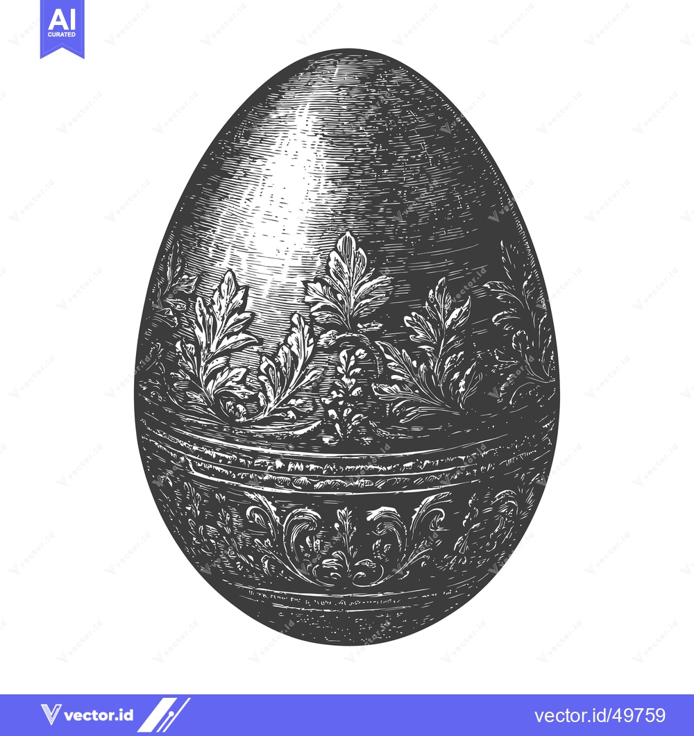 Premium Vector of Ornate Easter Egg Detailed Engraving Illustration