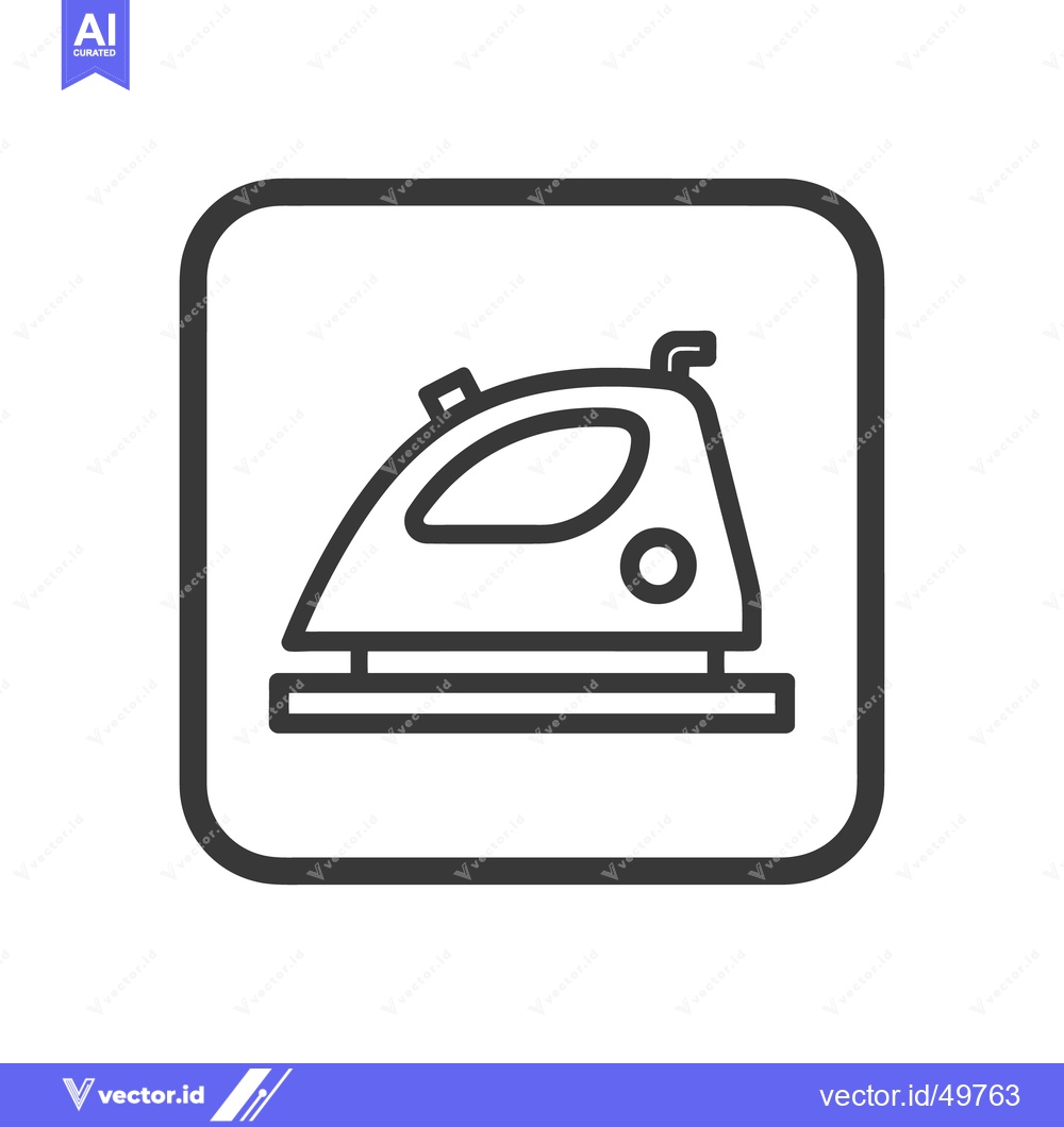 Premium Vector dari Minimalist Iron Icon in Rounded Square Frame, Black Outline on White