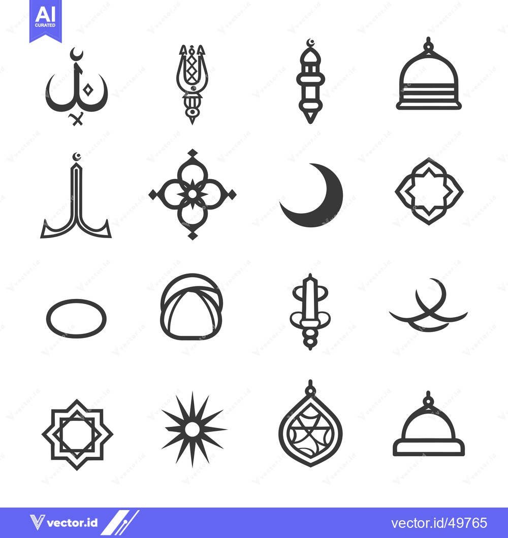Premium Vector of Islamic Geometric and Calligraphic Symbols