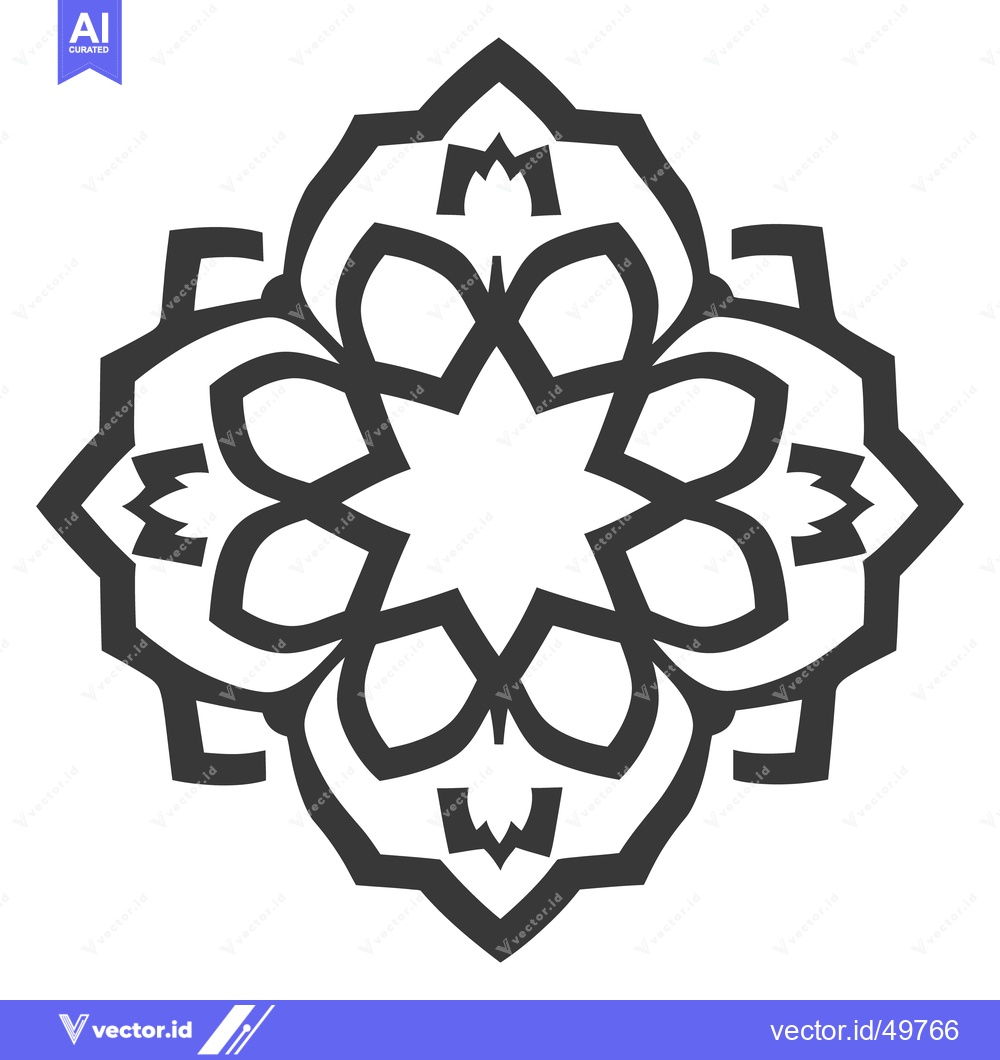 Premium Vector dari Geometric symmetrical floral design featuring dark bold lines on white