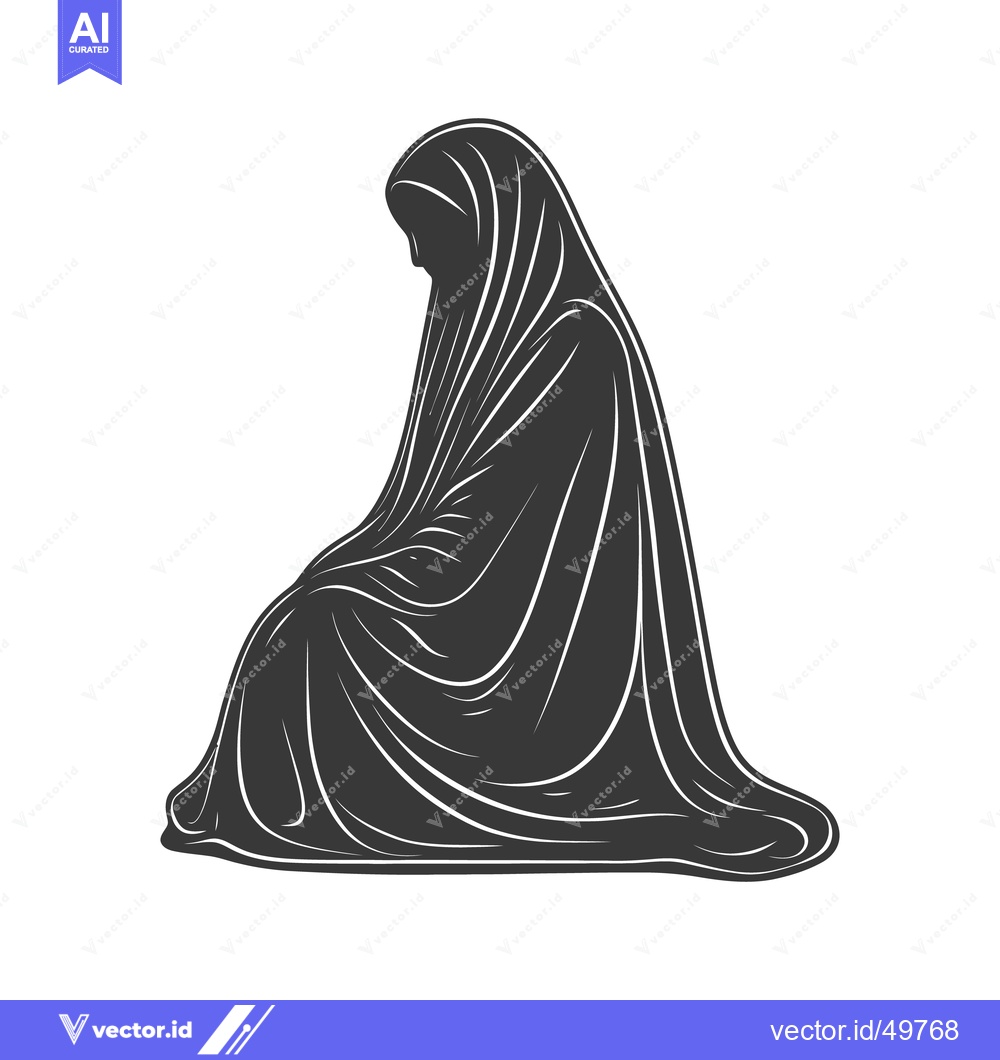 Premium Vector dari A silhouette of a woman kneeling covered in flowing cloth