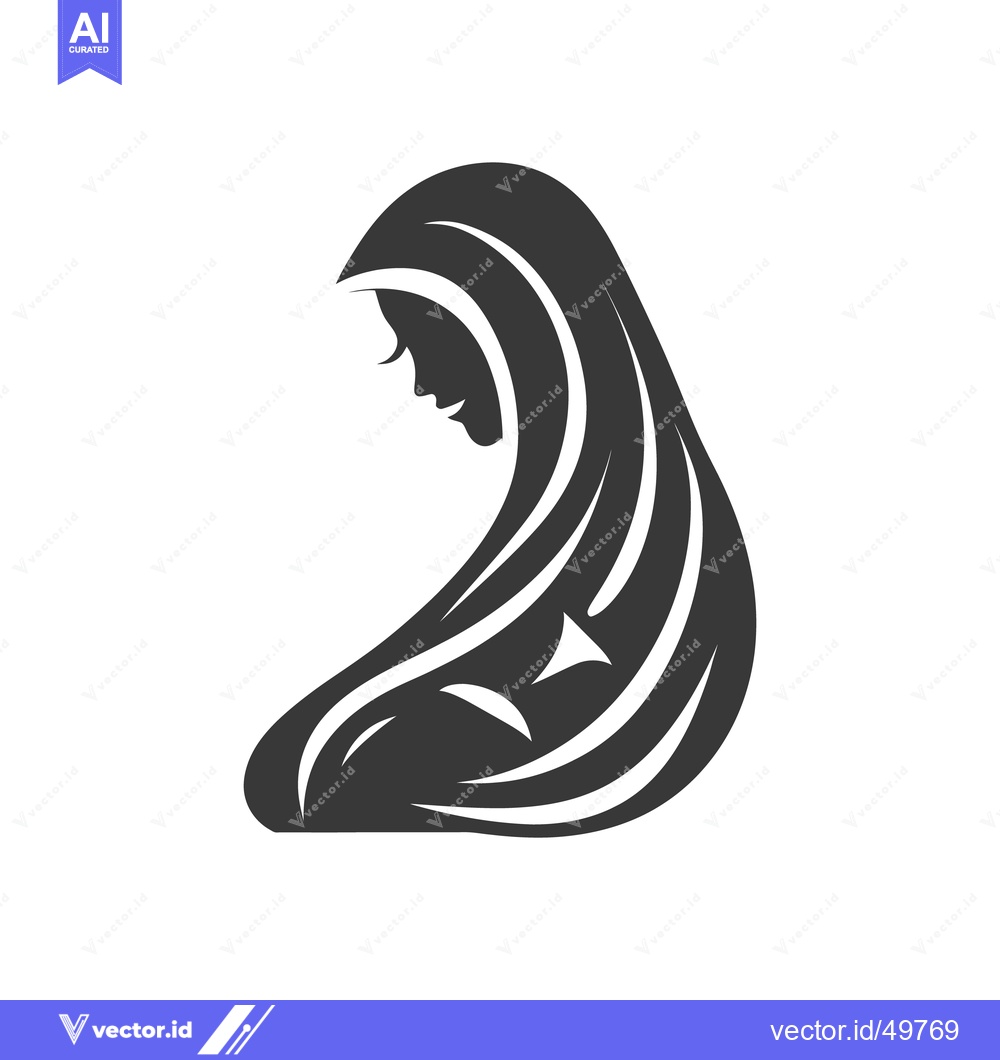 Premium Vector of A graceful silhouette portrays a woman with flowing hair and head cove